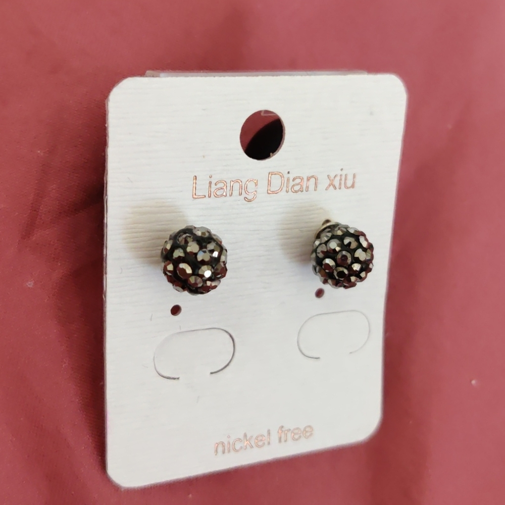New black jewel ball earrings special